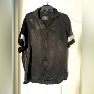 REPRESENT Black Button-Up Shirt with White Accents